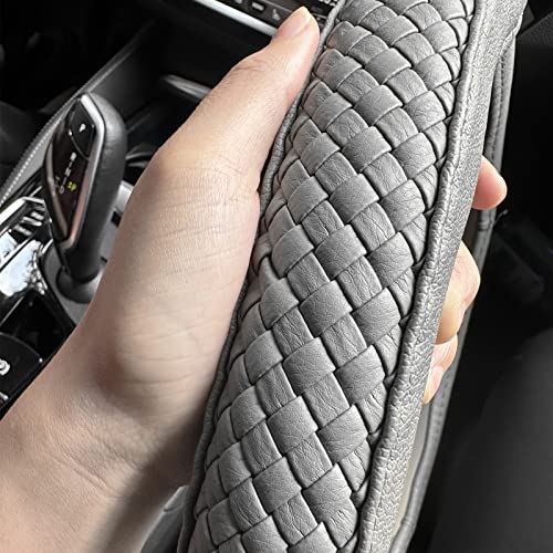 Moyishi Top Leather Steering Wheel Cover Universal Fit Soft Breathable Steering Wheel Wrap (Grey) #TOP6