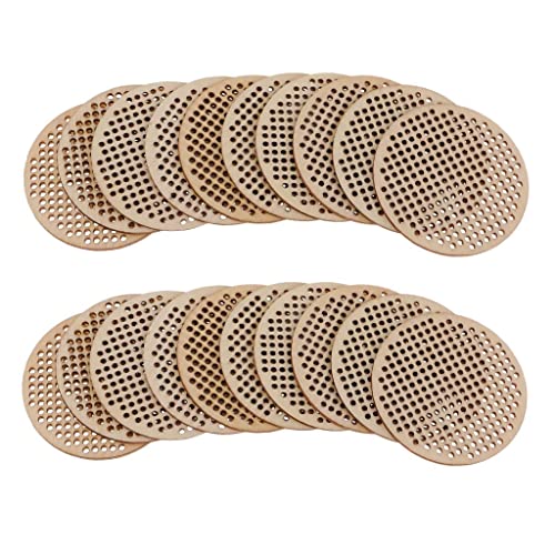 Sm Sunnimix 20 Piece 63Mm Round Wood Hole Paved Plaque Wooden Shapes Pendant Tags Ornaments Diy Stitch Board For Handmade Decoration #TOP1