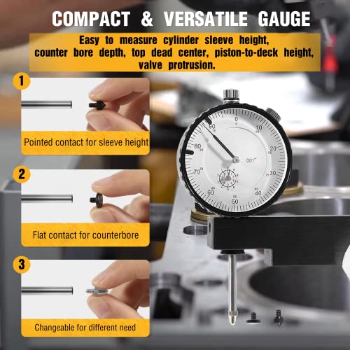 6434 Sleeve Height & Counter Bore Gauge For All Diesel Engines, Range: 0-1.00" Graduation: 0.001" Reading: 0-100 #TOP3