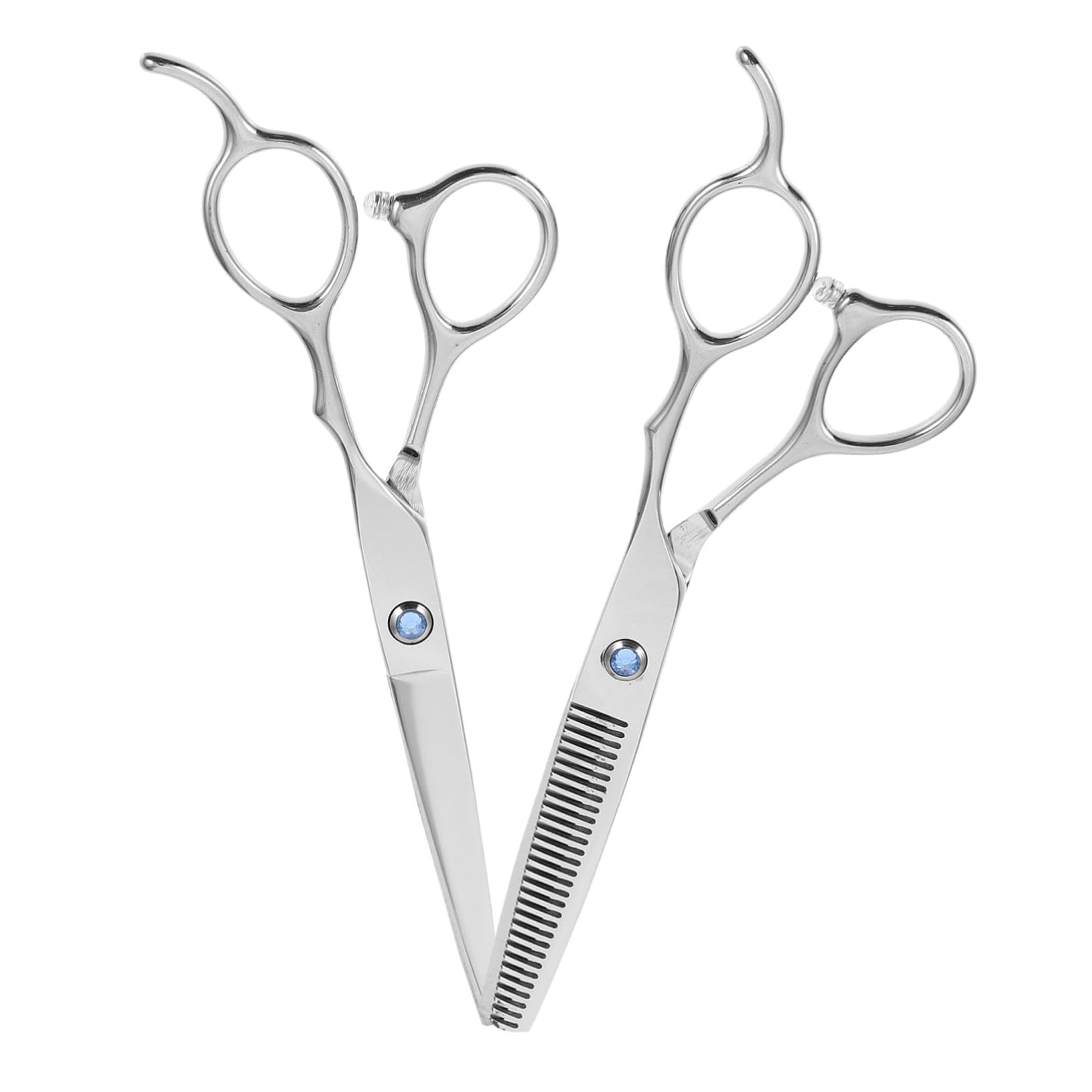 Ciseaux de Coiffure Gaucher Lot de 2 Pièces en Acier Inoxydable 6 Pouces Argentés Poignée Ergonomique, Adaptés Usage Professionnel et Amateur et Amateur