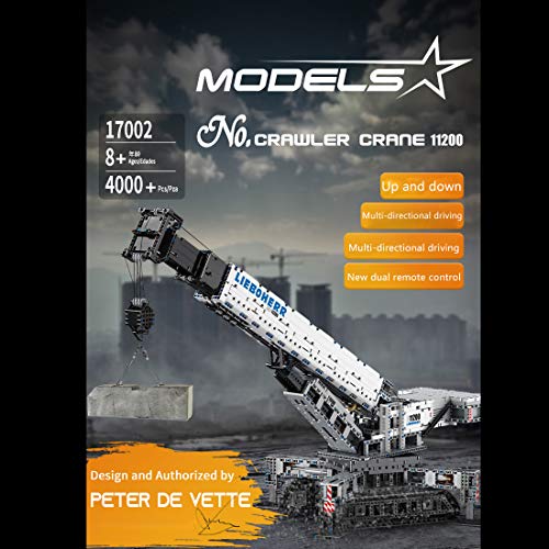 Foxcm Technischer Kran Kran 11200 Bauset, 2.4G RC Crawler Liebherr Bauset 4000 Teile mit 2 Motoren, Kompatibel mit Lego… – Bild 8