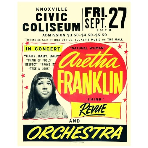 Soul Music Legend Vintage Concert Poster LARGE 11x14 - Soul Music Queen Black Culture Wall Art - R&B Motown African American Decor - Respect Natural Woman History Print - Unframed