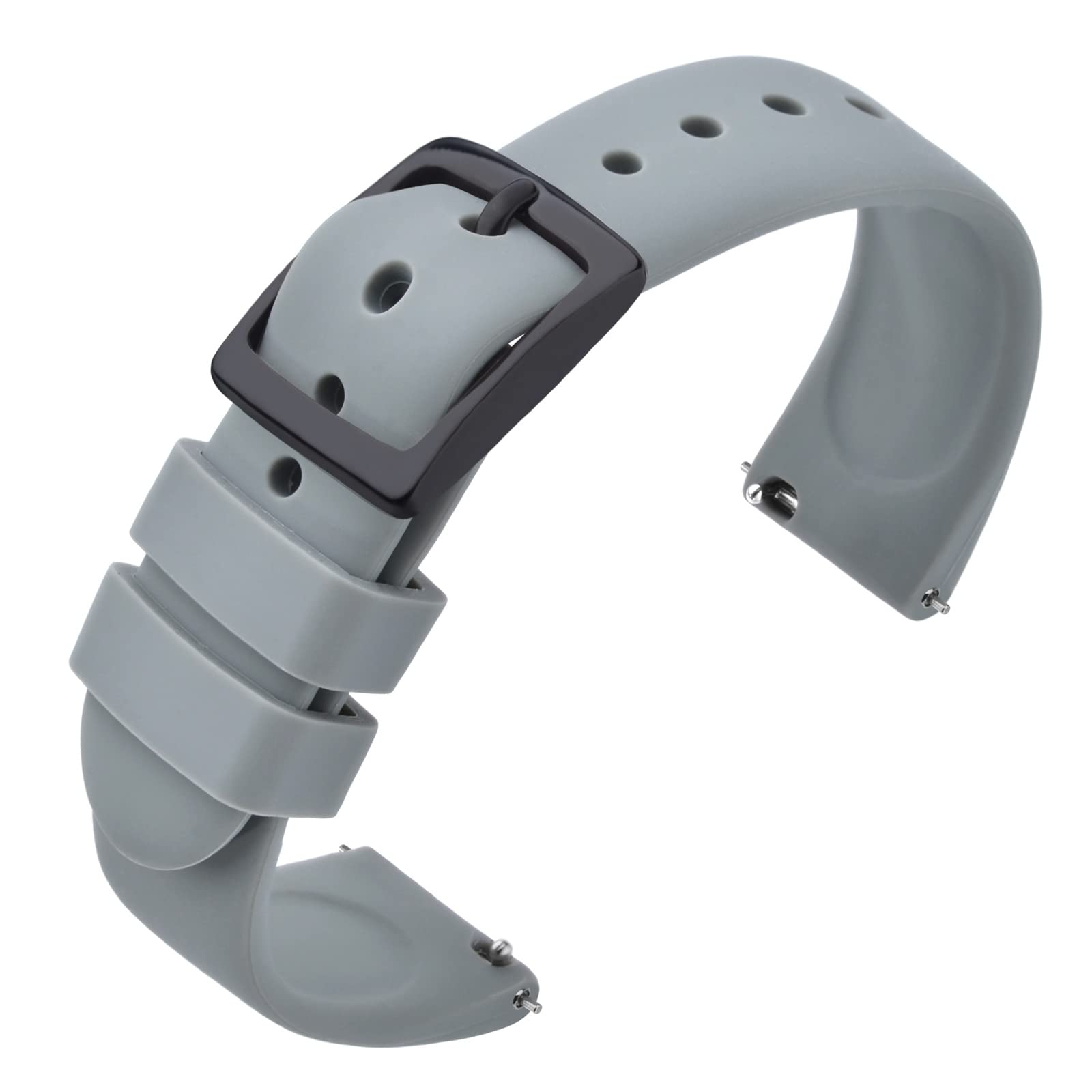 ANNEFIT Silicone Watch Bands, Quick Release Rubber Sport Strap 22mm with Classic Black Clasp (Light Gray)