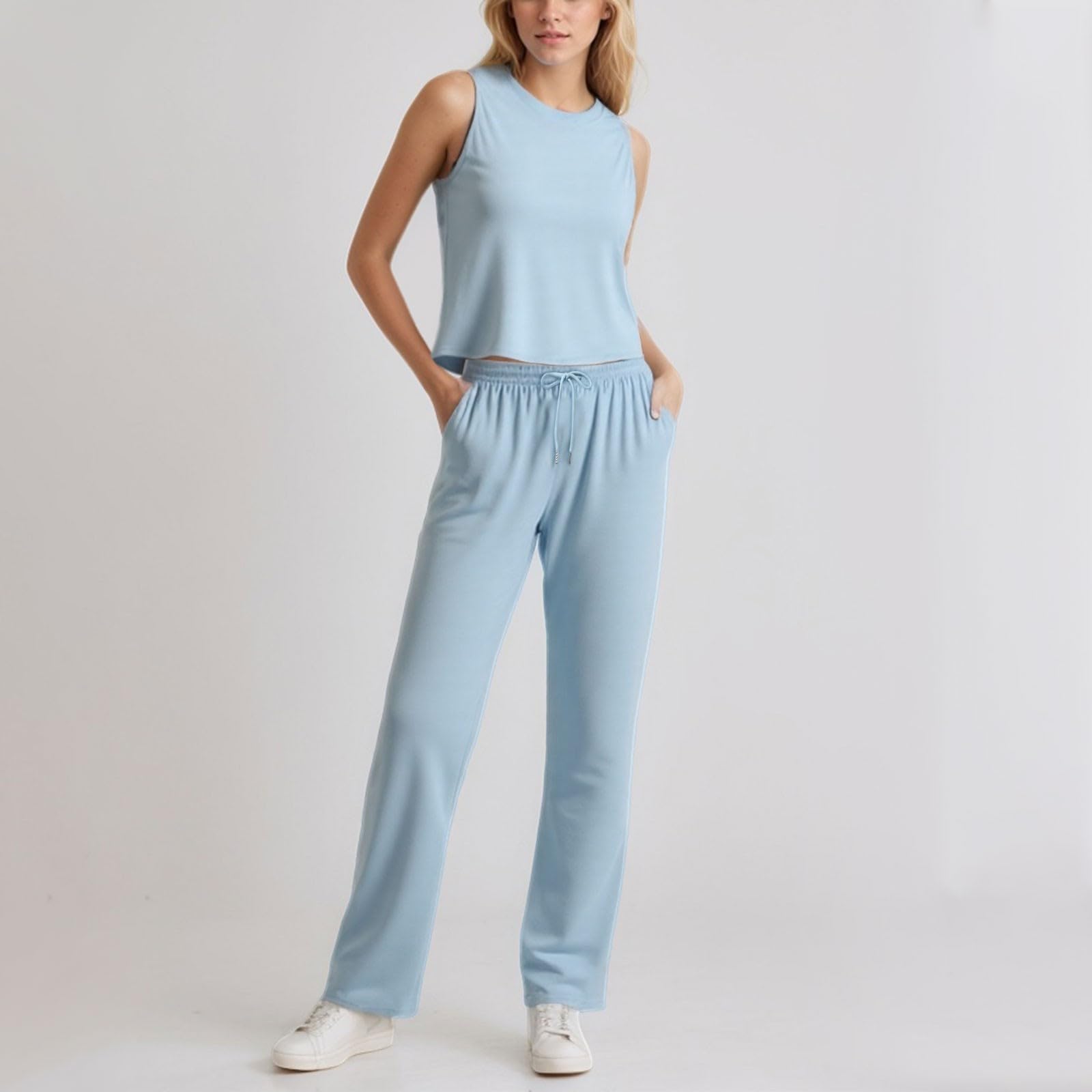 Survêtement de loisirs pour femme - Grandes tailles - Baggy - Élégant - Long - 2 pièces - Survêtement sportif - Yoga - Taille courte - Vêtement de loisirs léger - Vêtement de sport pour femme