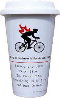 Engineering Ceramic Travel Mug - Mechanic Trainee Coffee Flask - Technician Career Insulated Mug - Engineer Graduate Eco Friendly Travel Mug