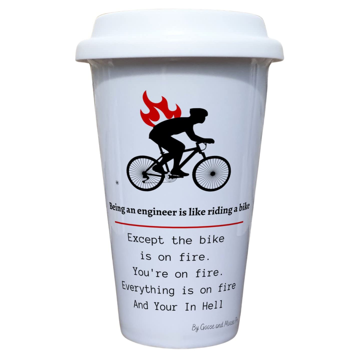 Engineering Ceramic Travel Mug - Mechanic Trainee Coffee Flask - Technician Career Insulated Mug - Engineer Graduate Eco Friendly Travel Mug