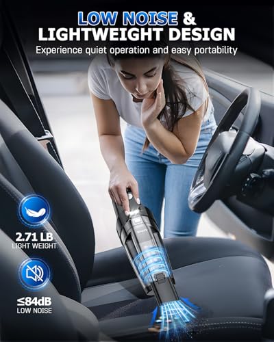 Image of AHNR Handheld Vacuum Cleaner Cordless Rechargeable 16000PA for Car Home