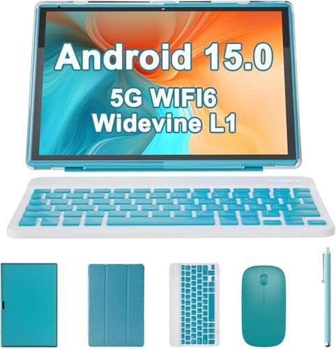 2 in 1 Tablet with Keyboard Case Mouse Stylus, 10 inch Tablet Android 15 Tablets PC, 8GB RAM+32GB ROM Support 1TB Expandable, 6000mAh Battery IPS 10.1" Tab 2MP+8MP Dual Camera WiFi-6 Bluetooth Tableta
