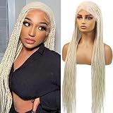 Honey Blonde Cornrown Braided Wigs for Black Women Knotless Box Braids Full Lace Front Wig Natural Deep Side Part Goddess Synthetic Braided Wig 36 inches
