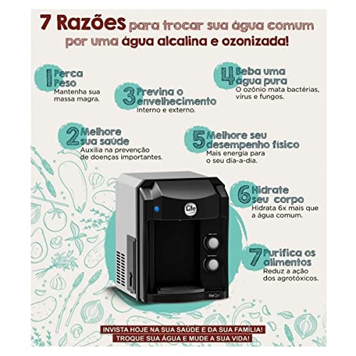 Filtro Purificador de Água Alcalino E Ionizado Com Ozônio Top Life - 127v (Preto)