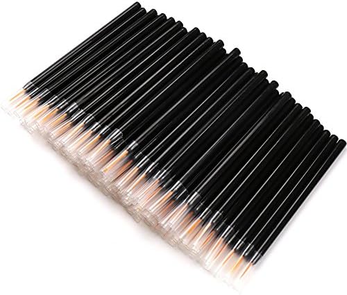 100pcs Disposable Eyeliner Makeup Brushes With Covers On the Hair, Makeup Eye Liner Tools Wands Applicator(Size: 9cm, Color: Black)