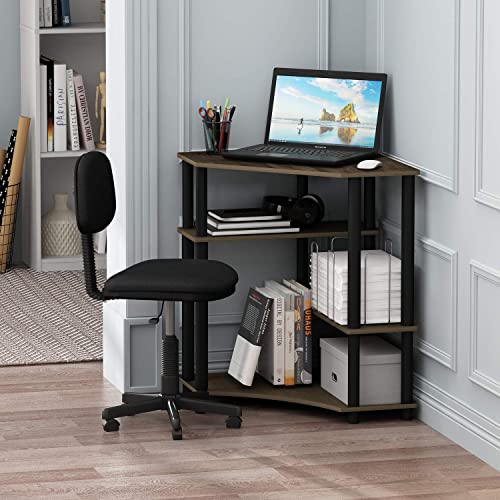 Furinno Turn-N-Tube Space Saving Corner Desk, Columbia Walnut/Black #TOP1