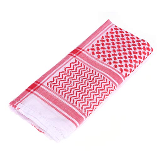 Cachecol masculino ABOOFAN para cabeça árabe vermelho e branco shemagh árabe