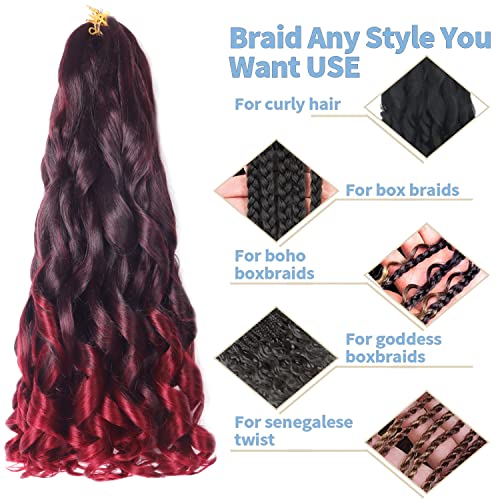 22 inch French Curly Braiding Hair 8 Pack Loose Wavy Spiral Curl Braids Crochet Hair Deep Wave Synthetic Extensions Pre Stretched Bouncy Braiding Hair (deep 22 inch - Image 4