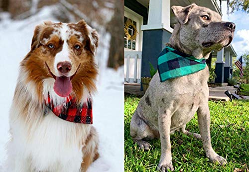 Diyafas 4pcs Klassisches Kariertes Hundehalstuch Baumwoll Bandana Welpen Halstuch Haustier Dreieck Schal für Kleine Mittlere und Große Hunde Katzen