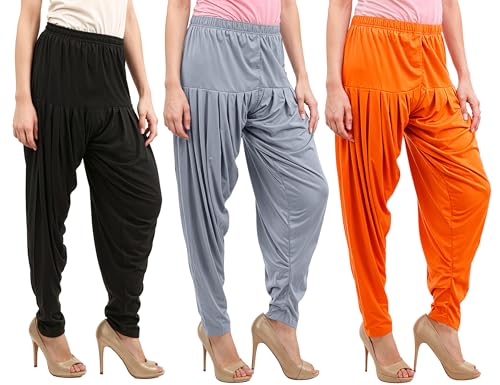 Image of Buy That Trendz Patiyala Pants for Women 3 Combo Patiyala Salwar Harem Viscose Bottoms Pants for Women