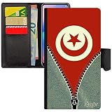 utaupia Custodia per Apple iPhone 11 in pelle a portafoglio bandiera tunisina calcistica tunisina piede mobile pelle telefono nero può 128 GB calcio jeans