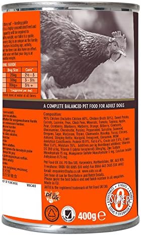 AATU 90/10 Wet Dog Food in a Tin - Chicken (6x400g) - Grain Free Recipe - No Artificial Ingredients - Good for Low Maintenance Feeding