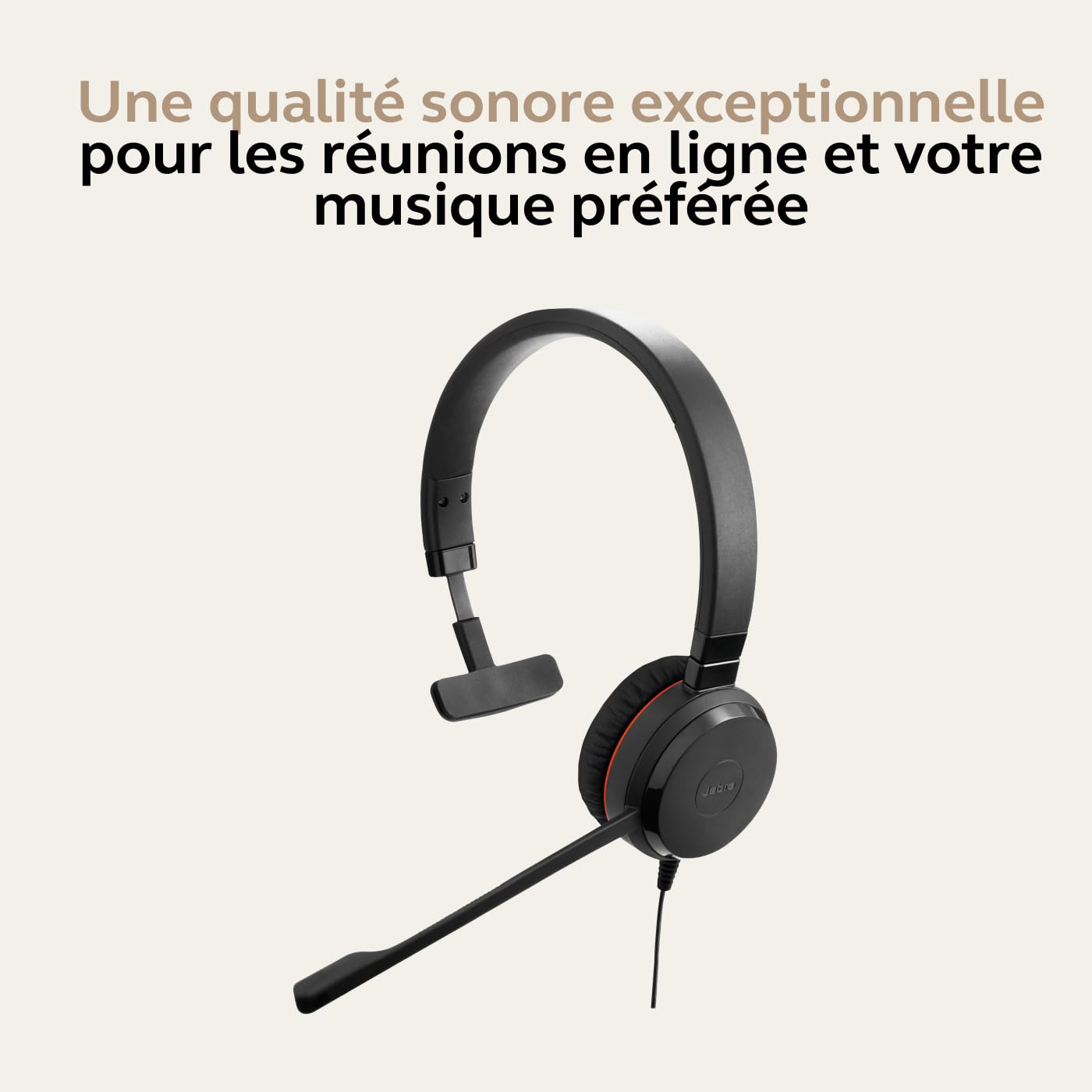 Jabra Evolve 30 II Casque Mono-Filaire certifié Unified Communications avec unité de contrôle d'appel, Microphone antibruit, indicateurs LED, Excellente qualité sonore – USB-C/A, Noir