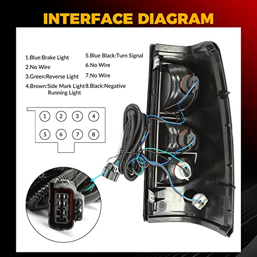 Ecotric Tail Lights Compatible With 2003-2006 Chevy Silverado Pickup Truck 2007 Classic Rear Taillights Driver Side Brake Signal Lamp W/Bulbs And Harness Replacement For 19169002 Gm2800161 Gm2800174 #TOP5