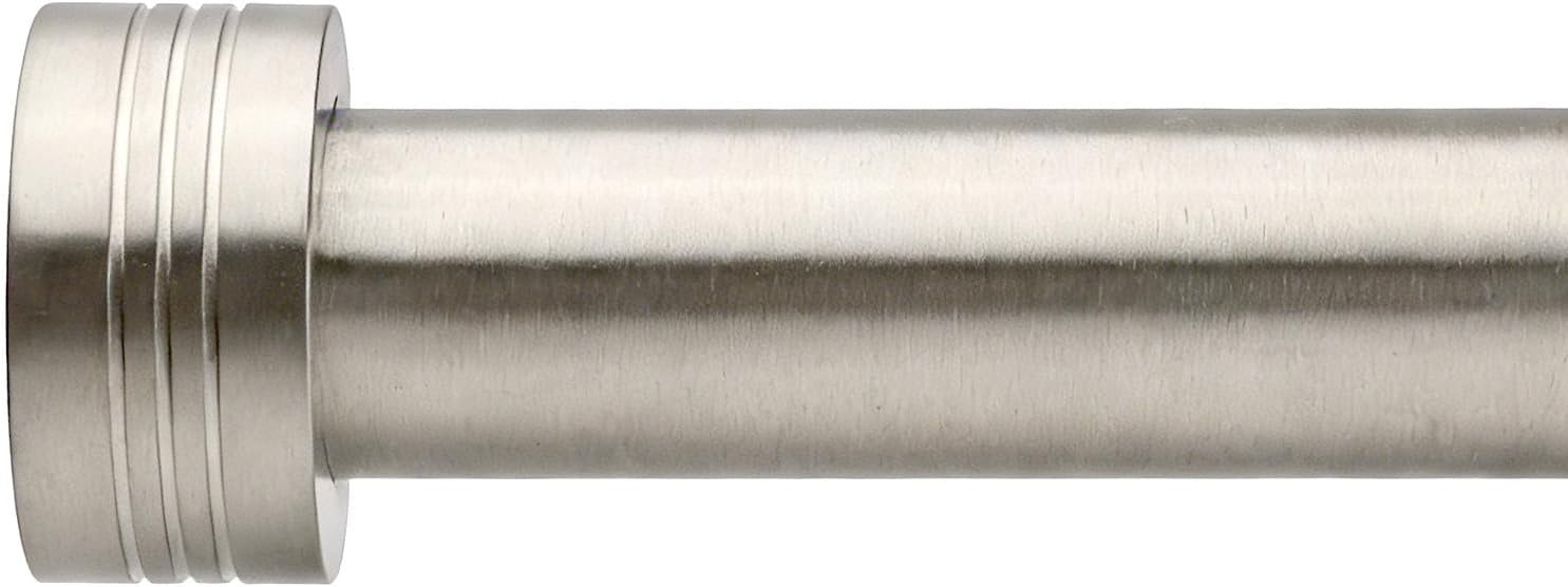 Brushed Curtain Rod for Windows 18 to 144 Inches,1 Inch Adjustable Drapery Pole,Heavy Duty Outdoor/Indoor Modern Curtain Rods,Easy Installation(Satin Nickel 18"-144")