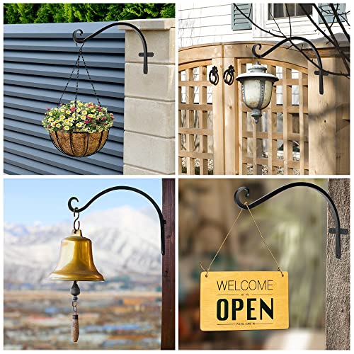 Hoople Plant Hangers Outdoor Heavy Duty 2 Pack, Cast Iron Bird Feeder Hanger, Metal Black Plant Brackets Hook For Hanging Flower Baskets, Elegant Design, Large Bearing Capacity #TOP3