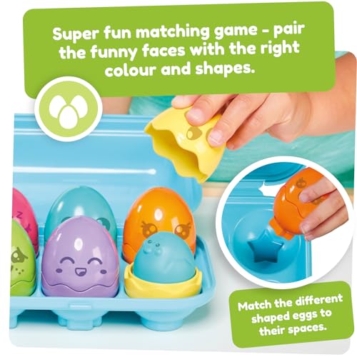 Toomies Tomy Hide and Squeak Bright Chicks Baby Toy - Baby Box mit 6 bunten Eiern, 3 Quietschern & 3 Rasseln - Shape Sorter Baby Sensory Toys Spielzeug und Babyspielzeug 6 Monate Plus bis 36 Monate