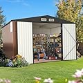 Quictent 10X10 FT Outdoor Metal Storage Shed, Lockable Steel Yard Tool Garden Shed for Backyard, Patio, Outside use with Combination Lock