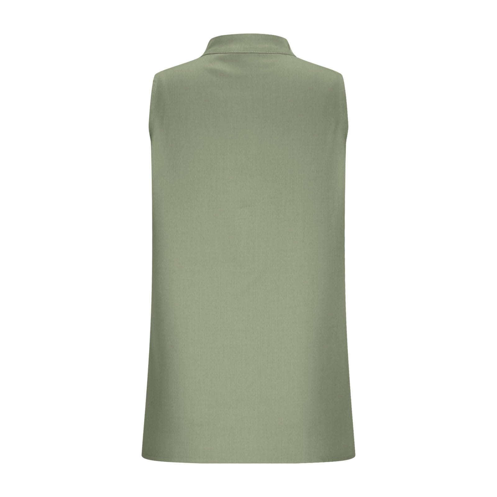 Generisch Tank Top Damen,Ärmellose Bluse mit Stehkragen Locker Sitzendes V-Ausschnitt Leinen Top Leichte Atmungsaktive Kragenbluse für Büro Freizeit Oberteile Damen Sexy