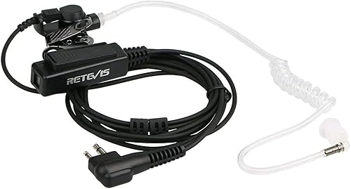 Miniatura 2 de Retevis Auricular Walkie Talkie de tubo acústico con micrófono, PTT grande, compatible con Motorola CP100D CP185 CP200D GP2000 DLR1060 RDU4100