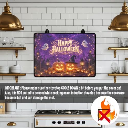Image of Happy Halloween 2026 Induction Stove Top Cover Protector Multipurpose Flat Top Stove Cover Mat Universal Stove Top Cover for Electric Cooktop Mat Holiday Kitchen Decor, 29 x 21 Inch