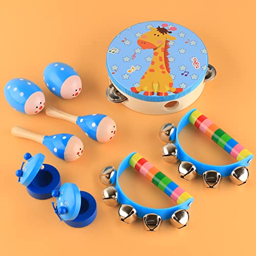Musical Instrument Toys,Wooden Musical Toys Percussion Tambourine,Infant Wood Wrist Bell Tambourine Egg Shaker For 3+ Kids,Preschool Education Early Learning Musical Toys For Boys And Girls #TOP6