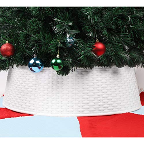Blissun Christmas Tree Ring, Plastic Christmas Tree Collar, Christmas Tree Skirt for Artificial Christmas Trees Decoration (White)