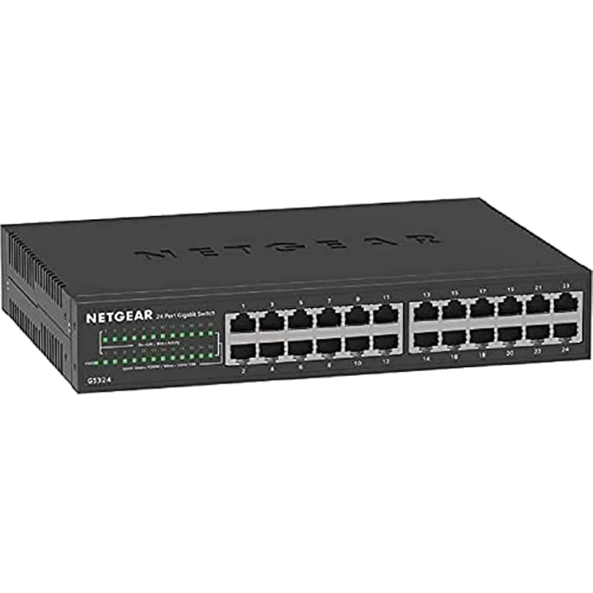 Immagine del prodotto NETGEAR Switch Ethernet 24 Porte Unmanaged GS324, Switch Gigabit con Opzioni di Montaggio Desktop o a Parete, Funzionamento Silenzioso