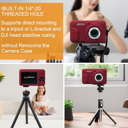 Elonbo Case for Kodak PIXPRO FZ55 Digital Camera, Kodak FZ55 Vlogging Camera Soft Silicone Case, Rubber Protective Cover, Anti-Scratch Skin Sleeve with Detachable Lens Cover, Red by Elonbo - Image 7