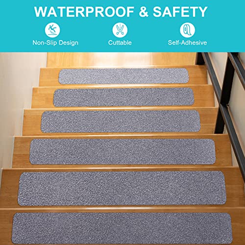 Image of Qingluan Anti Slip Tape Heavy Duty Grip Tape Non Slip Stair Treads Waterproof High Traction Safety Tape for Indoor Outdoor Stairs Steps Floors (Grey, 4 Inch x 16.4ft)