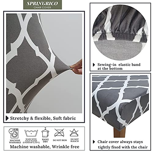 Image of SPRINGRICO Chair Covers for Dining Room Set of 4, Stretch Dining Chair Cover, Washable Spandex Kitchen Parsons Chair Slipcovers, Removable Seat Protector for Home or Party ( 4 Pack, Gray GEO)
