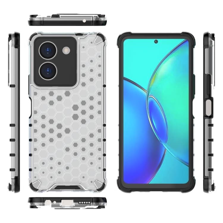Image of Lustree TPU Honey Comb Armor Shock Proof Back Cover for for VIVO Y36 4G (Transparent)