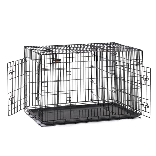 Feandrea Cage pour Chien, avec 2 Portes, 107 x 70 x 77,5 cm, Noir PPD42BK