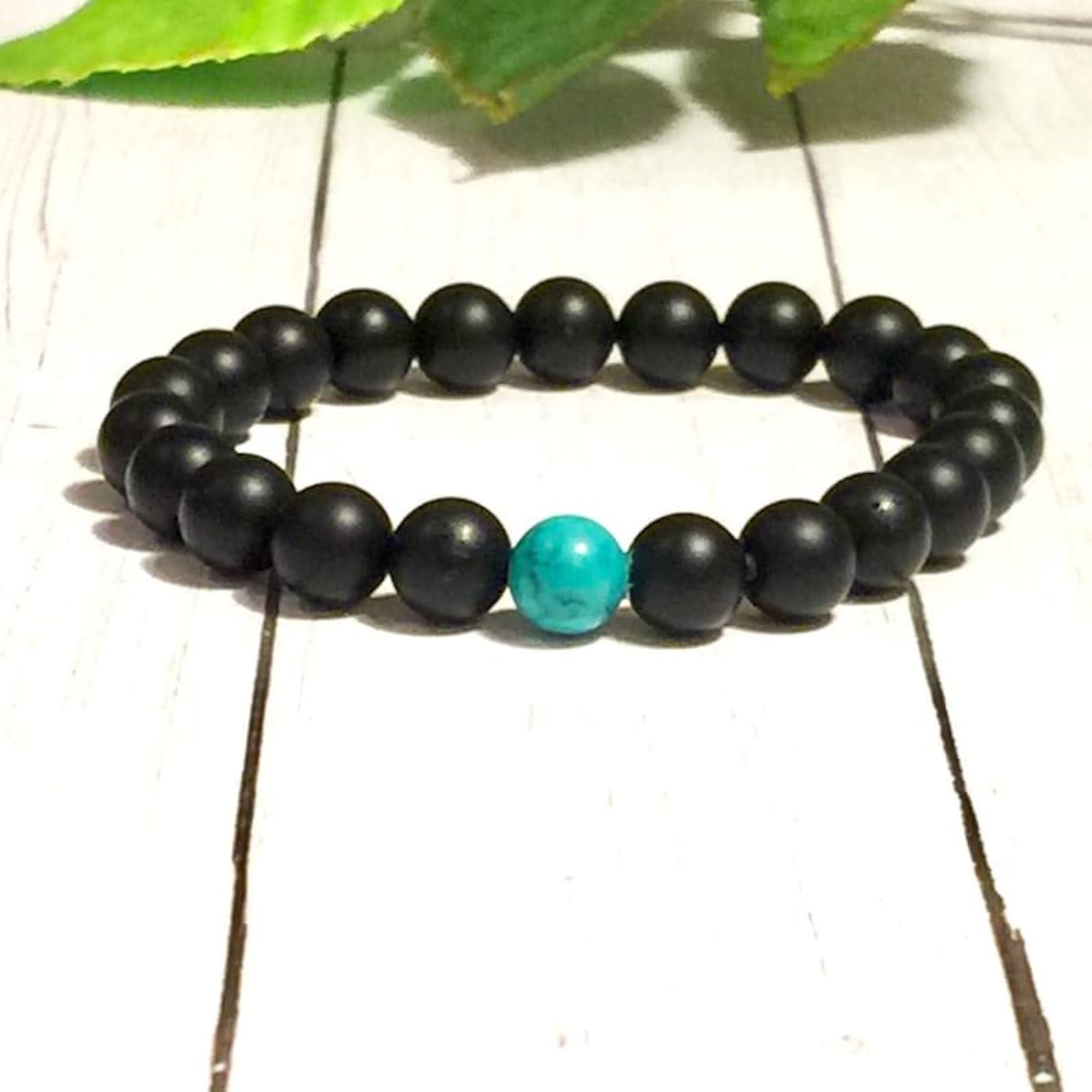 Couples Black Obsidian & Turquoise Friendship Bracelet Set