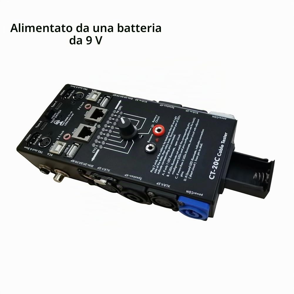 CT-20C Tester per Cavi Audio Multifunzione 16 In 1 Tester per Cavi Elettronico Speciale per di Segnale XLR Compatibile con