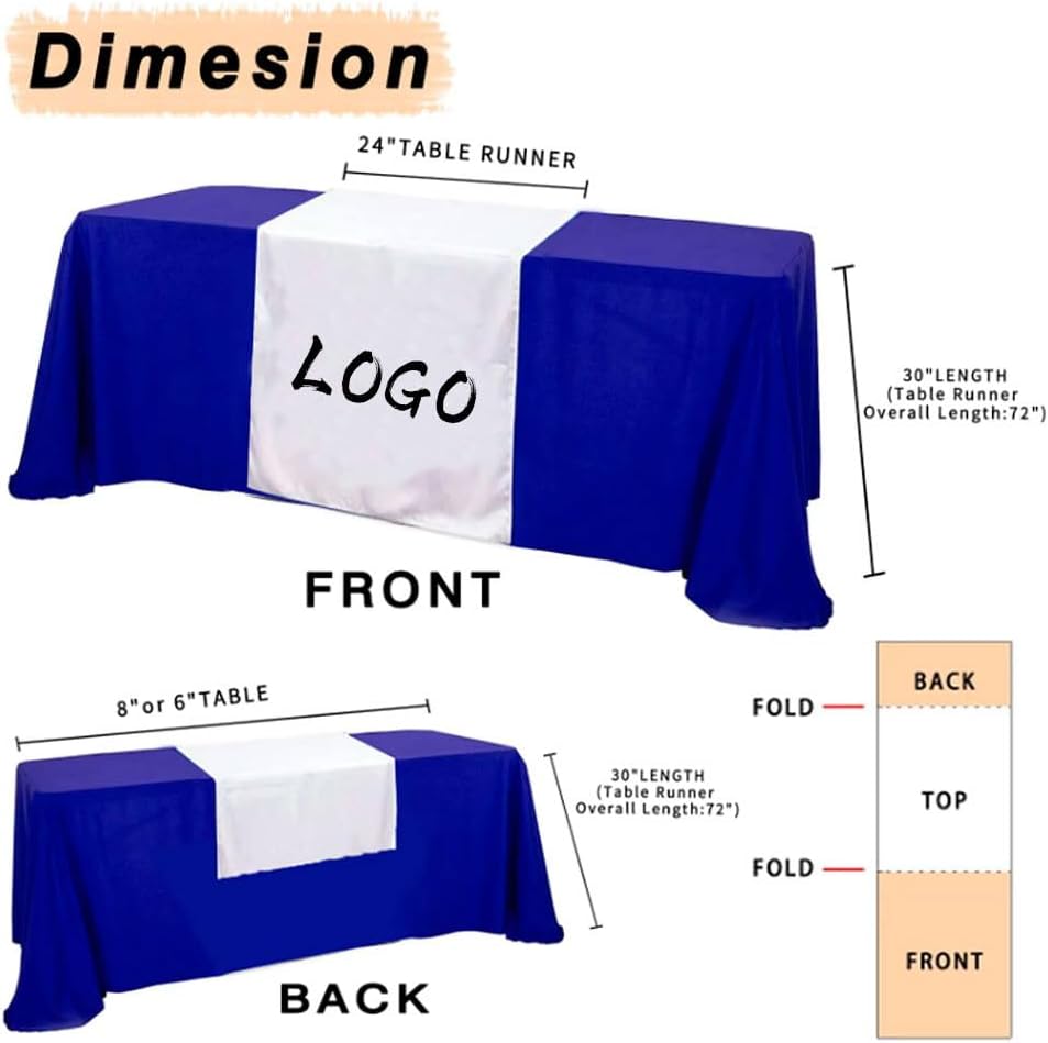 Custom Table Runner with Business Logo, Personalized Table Runner Customized Text Photo for Party,Tradeshow Events,Wedding,Christmas Decor (8FT 72" L x 36" W)