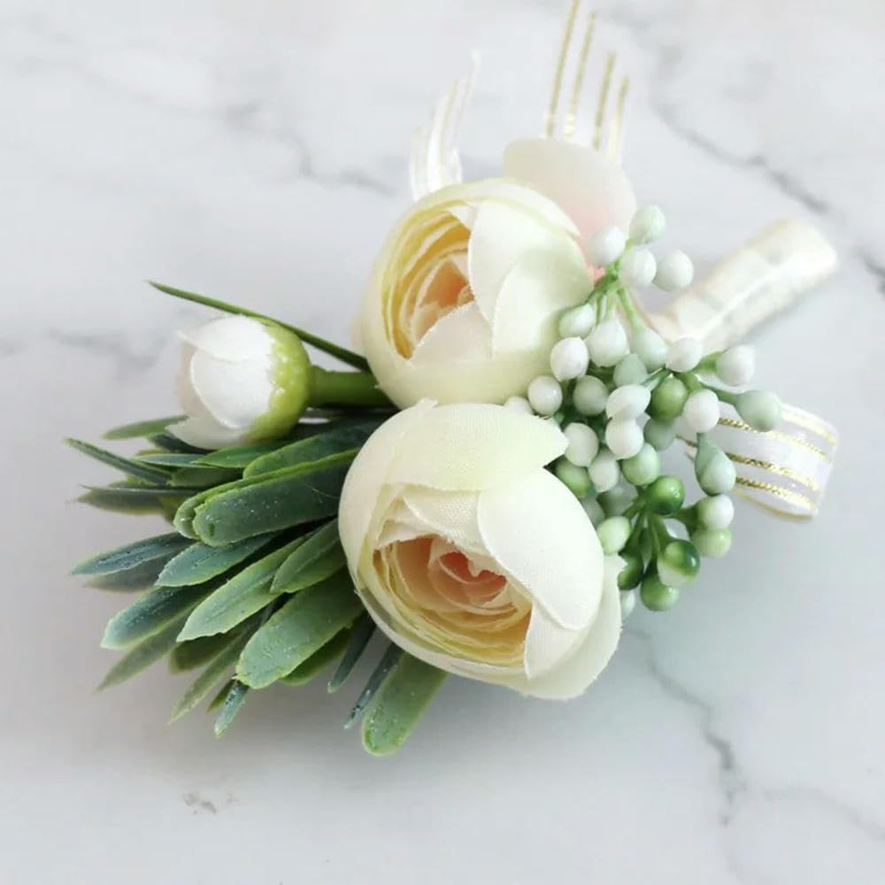 6/10 Pezzi Boutonnieres Fiori Rose Artificiali Corsage Occhiello Groomsmen Boutonniere per Uomo Accessori da Sposa