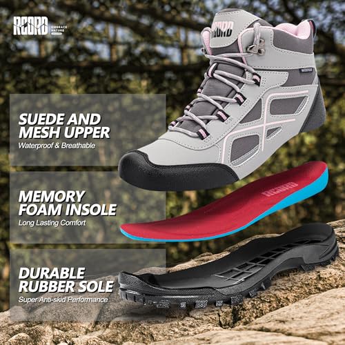 R CORD Womens Hiking Boots Waterproof Mid-Cut Hiking Boots Womens Non-Slip Hiking shoes Outdoor Trekking Camping Trail Outdoor4