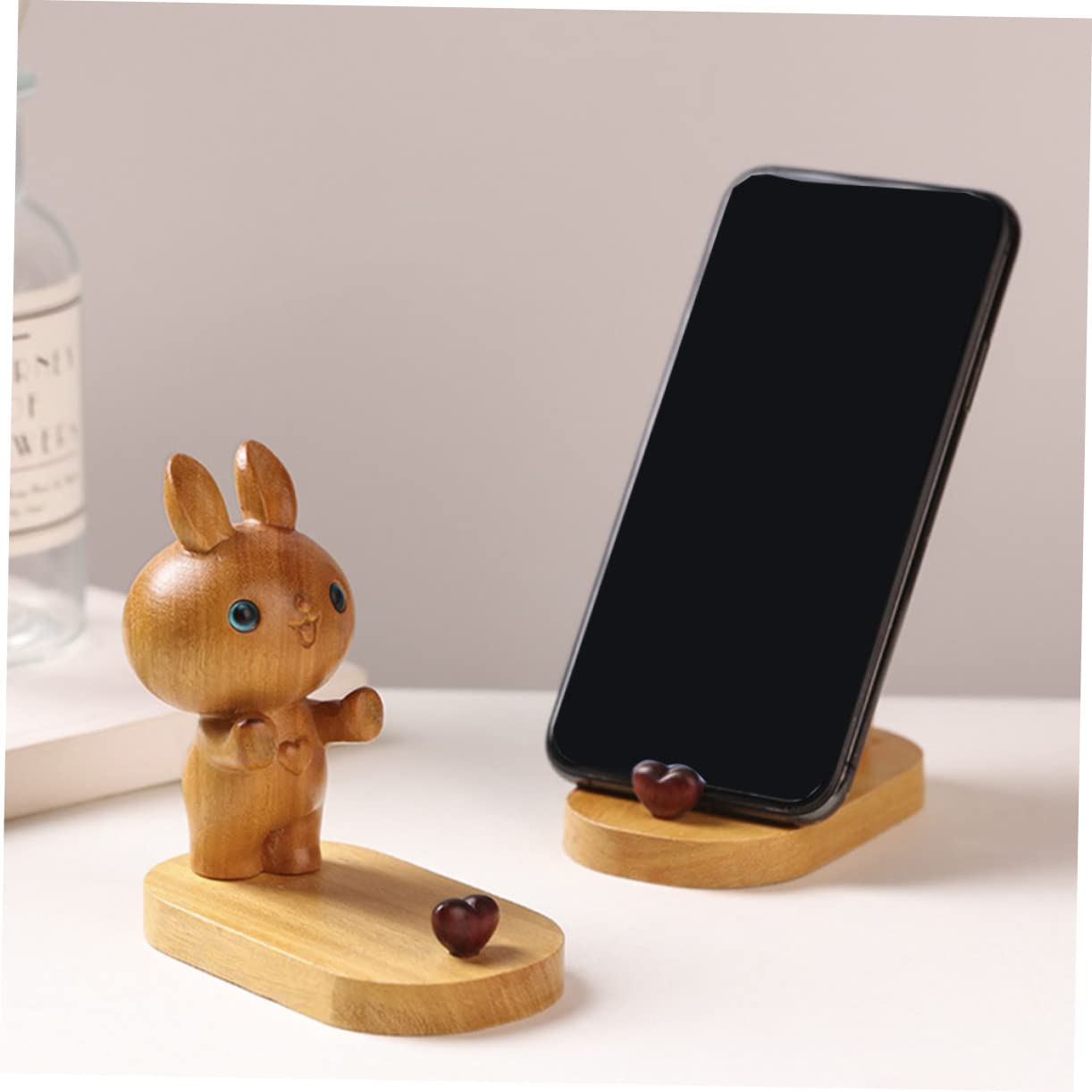 Housoutil 4 Stücke Entzückende Telefon Ständer Desktop Handy Holz Handy Ständer Einzigartiges Design Freunde Familie