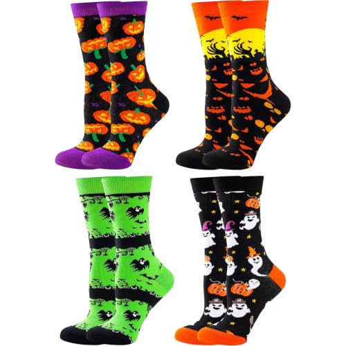 BONANGEL Halloween Socks Women, Funny Novelty Cute Holiday Crew Socks
