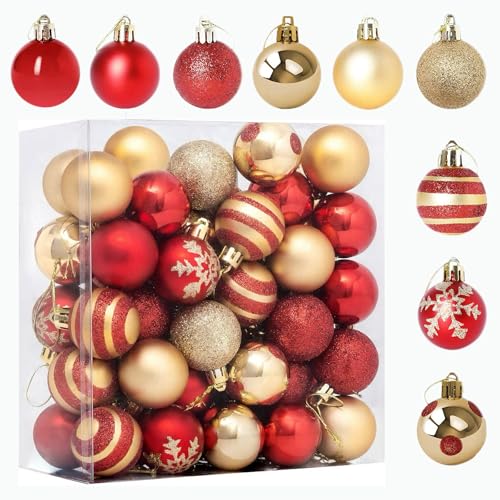 Irunfast - 50Pcs Christmas Tree Decorations, Hand Painted Electroplated Christmas Balls, Xmas Tree Decorations Hanging Christmass Baubles for Christmass Trees Table Trees Garland - -9%