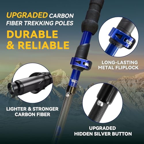 Carbon Fiber Trekking Poles - Lightweight Collapsible Hiking Poles, 2 PCS Nordic Hiking Sticks for Travel, Backpacking Walking Sticks for Men, Women, Seniors with Cork Grip & Quick-Lock System by Underwood Aggregator - Image 2