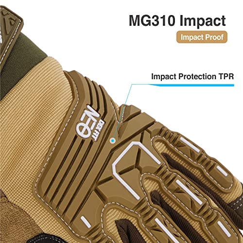 Dex Fit Tactical Gloves Mg310 Impact, Durable, Heavy Duty Grip, Anti-Vibration, Shock Absorbing, Comfort Fit, Touchscreen Capable, Washable; Sand S (7) 1 Pair #TOP2