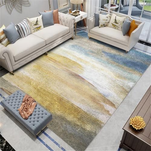 Tapis de terrasse extérieur bleu lavable et minimaliste